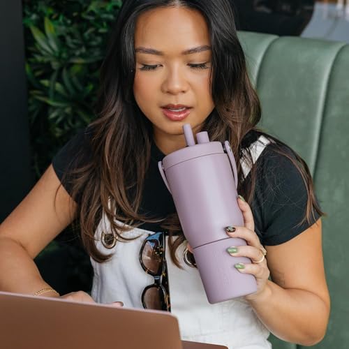 BrüMate Resa 25oz 100% Leakproof Travel Tumbler with Handle & Straw | Flexible SoftSip Straw | Silicone Sleeve for Durability | Stainless Steel | Cup Holder & Travel Friendly Water Bottle | (Lavender) - color: Lavender, size: 25 oz