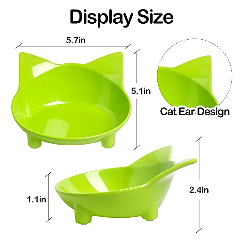 Cat Bowls, Non-Slip Food and Water Bowls for Cats & Dogs, Wide & Shallow Design to Prevent Whisker Fatigue, Safe Food-Grade Pet Dishes for Kittens, Puppies, Rabbits - color: 3Yellow+Green+Orange