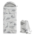 Wake In Cloud - Kids Sleeping Bag for Boys Toddlers, Camping in Warm Cold Weather, Backpacking Lightweight Compact Outdoor Liner for 3 Seasons, Dinosaur Sketch - color: Light Gray