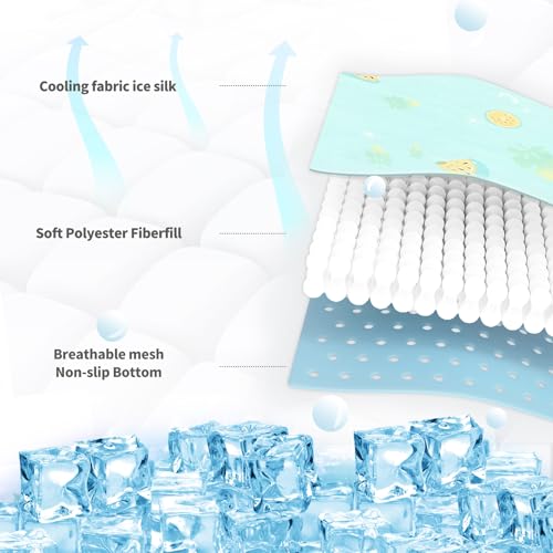 NWK Pet Cooling Mat Q-Max>0.345 Fabric for Dogs & Cats (Green Fruit, Small) | Cooling Surface Absorb Heat, Soft Thick fill, Machine Washable, Breathable Mesh Bottom, No Water Needed, 20’’ X 16’’ X 0.3’’ - color: Green Fruit, size: Small (20'' X 16'' X 0.3