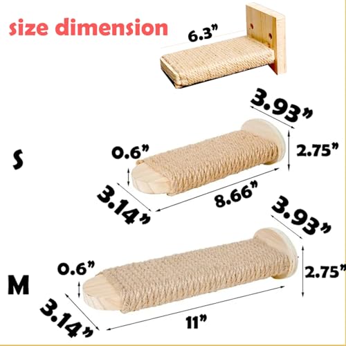 Cat Climbing Steps Scratching Tree - 2pcs Scratching Steps Sisal Hemp Cage Shelf Ladder Pets Perch Furniture Inside The cage with Install Screws (L) - size: L