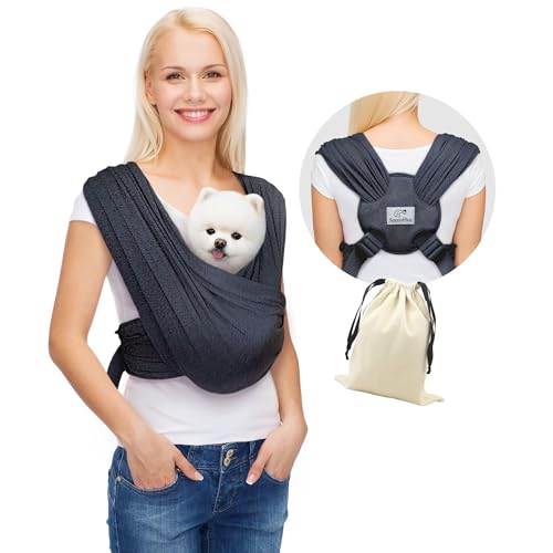 Small Dog Sling Carrier, Hands-Free, Charcoal Black, Regular | Patented Front Carrier Reduces Back and Neck Strain; Adjustable, Soft Cotton, 3D Air Mesh for Puppies & Cats up to 20 lb - color: Charcoal Black, size: Regular