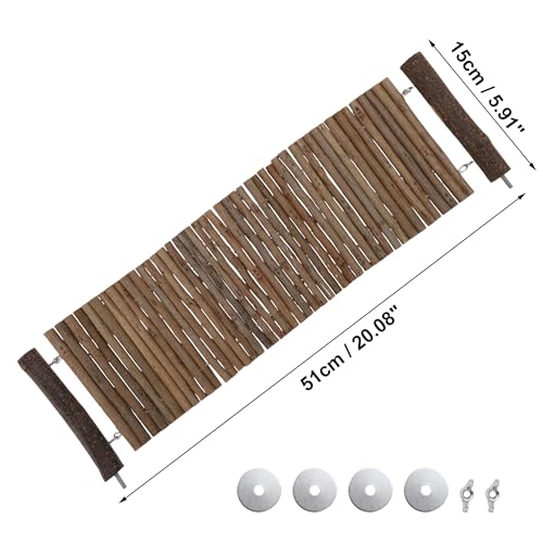 Hamster Bridge,Rat Long Bendy Bridge Wooden Climbing Ladder Cage Accessories for Syrian Hamster Gerbil Mouse Rat, 20.08" L x 5.91" W