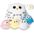 Hollowfly 5 Pcs Snowy Owls Plush Toy Gift Set 9.5" Mommy Owls with 4 Cute Pastel Babies Stuffed Animal in Zippered Butt Nurturing Plushies Toy Set for Kid Adults Birthday Party Favors Gifts - style: Colorful Owls