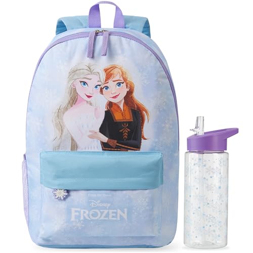 Get Trend Disney Frozen Kids Backpack with Water Bottle Set for Girls, 2 Pc 17in Bookbag with Padded Straps Gifts for Girls (Multi Frozen) - color: Multi Frozen