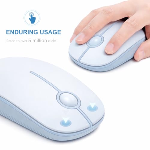 VssoPlor Wireless Mouse, 2.4G Slim Computer Laptop Mouse, Light Blue | Portable Mouse, Plug & Play USB Nano Receiver, Quiet Silent Optical Mice for Notebook, PC, Laptop, Computer, Windows, Mac - color: Light Blue