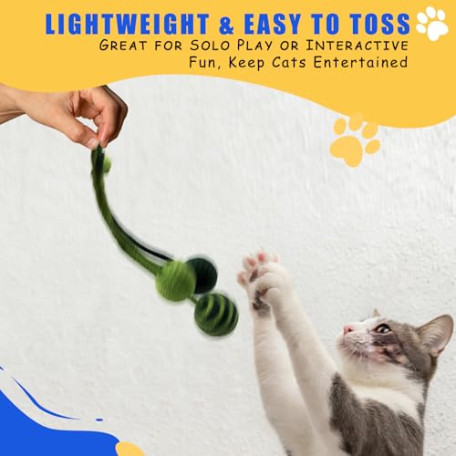 Hanging Cat Toys for Indoor Cats, Fits Cat Tree & Cat Tower | Door Hanging, Cat Kicker, Durable Sisal, Cat Balls Built-in Squeaker, Interactive Kitten Toys for Indoor Kittens