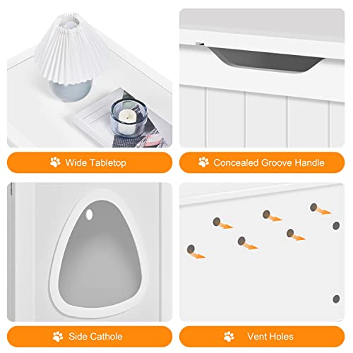 Yaheetech Cat Litter Box Enclosure, Box Cabinet Hidden, Wooden Pet Crate Kitty Washroom Storage Bench with Divider Home Litter Loo Indoor Cat House White - color: White, size: 37.5″ L × 21″ W × 23″ H