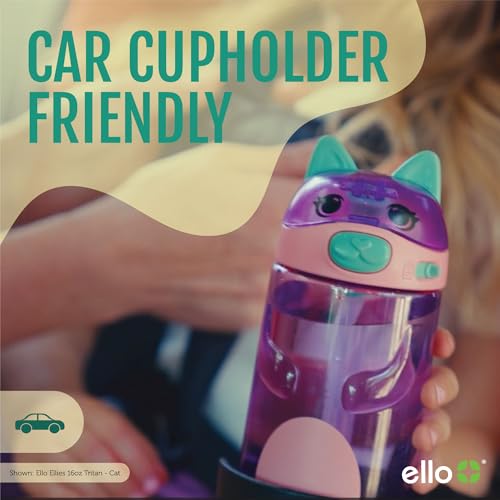 Ello Ellies 16oz BPA-Free Plastic Leakproof Kids Water Bottle, Pig | Animal shaped plastic kids water bottle with straw, leakproof locking lid, carry handle, & BPA-free design for school lunches - color: Pig, size: 16 Ounces