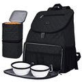 BAGLHER Dog Travel Bag, Airline Approved Pet Supplies Backpack, Dog Travel Backpack with 2 Silicone Collapsible Bowls and 2 Food Baskets, Black - color: Black-B