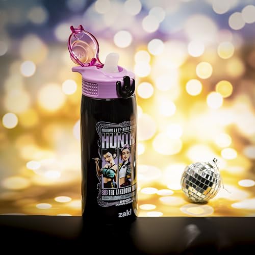 Zak Designs KPop Demon Hunters Sage 19oz Leak-Proof Straw Kids Water Bottle | BPA Free, Insulated Stainless Steel, Cupholder Friendly, Dishwasher Safe, Lid Lock, Handle, For School, Home, Travel, Outdoor - color: KPop Demon Hunters (Huntrix Takedown Tour)