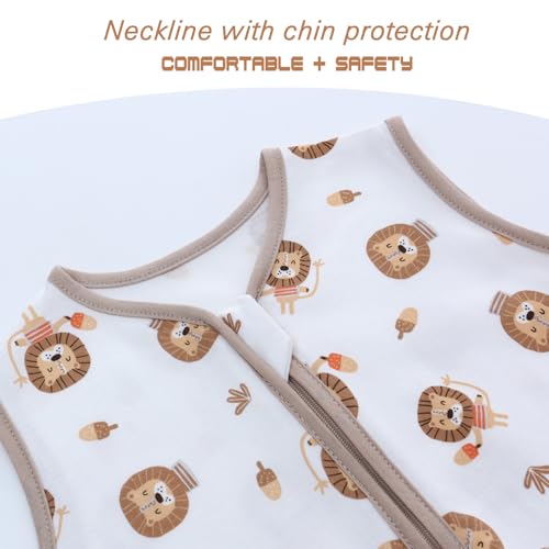 Miracle Baby Sleep Sack with Feet - 0.5 TOG 100% Breathable Cotton Wearable Blanket, Sleeveless Design Sleeping Bag for Baby - color: Lion, size: 12-24 Months(M)