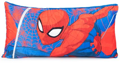 Jay Franco Spiderman Body Pillow Cover - Plush Bed Pillow Cover Measures 36 x 18 Inches, with Sherpa Backing - Kids Super Soft Bedding - color: Red - Spiderman