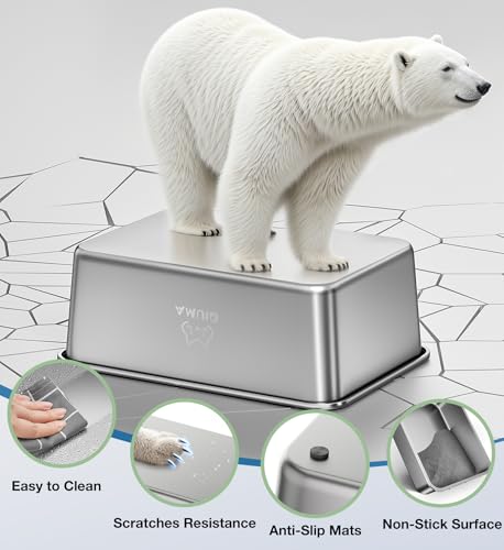 Qiuma Stainless Steel Metal Litter Box, Extra Large Cat Litter Box with High Sides, Odor-Free, Non-Stick, Easy to Clean, 23.4"×15.6"×7.8", Ideal for Large Cats & Multi-Cat Households, Litter Tray - size: 23.4"L×15.6"W×7.8"H, style: ValuePro Series（No Hand