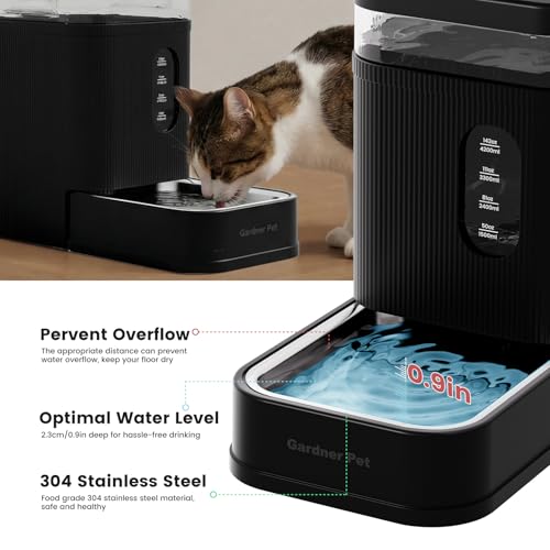 Gardner Pet 1.7 Gallon Automatic Dog Water Bowl Dispenser 6.5L Gravity Water Feeder with Stainless Steel Bowl & Maifan Stone Filter, BPA-Free for for Cats and Dogs (Black, 1.7 Gallon) - color: Black, size: 1.7 Gallon