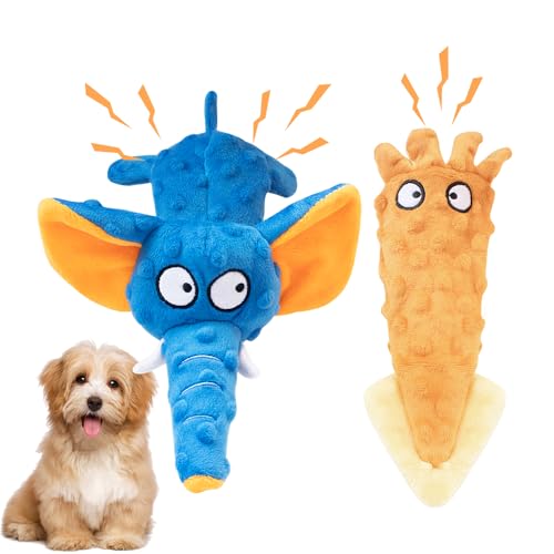 2 Pack Zesty Squeaky Dog Toys with Crinkle Paper & Squeaker - Plush Feel Stuffing-Free Chew Toys for Gentle Small and Medium Dogs, Puppy Teething Toys for Boredom Relief & Dental Care