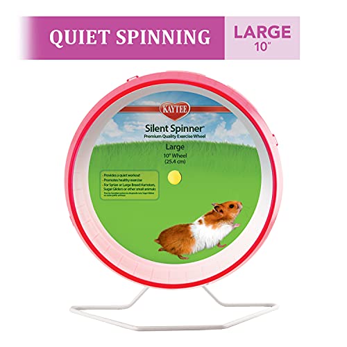 Kaytee Silent Spinner Wheel For Pet Syrian or Large Breed Hamsters, Sugar Gliders and Gerbils, Large 10 Inch (Colors May Vary) - size: Large 10"