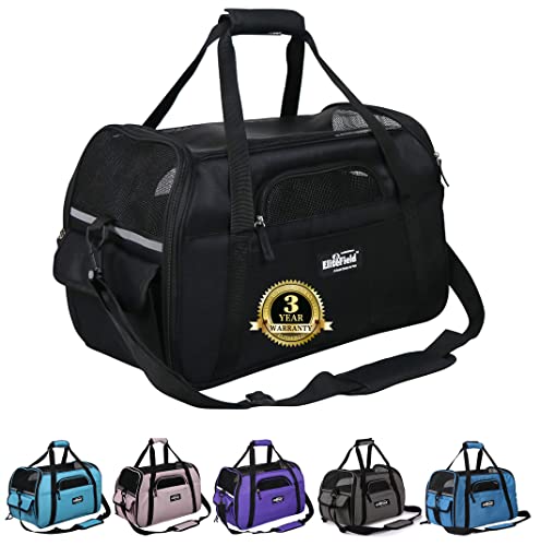 EliteField Soft-Sided Pet Carrier for Cats & Small Dogs (3-Year Warranty) | Airline Approved, Removable Bed & Cover, Built-In Leash, Luggage Sleeve, Seat Belt Loop, Waterproof, Durable, Foldable - color: Black, size: 19.0"L x 10.0"W x 13.0"H