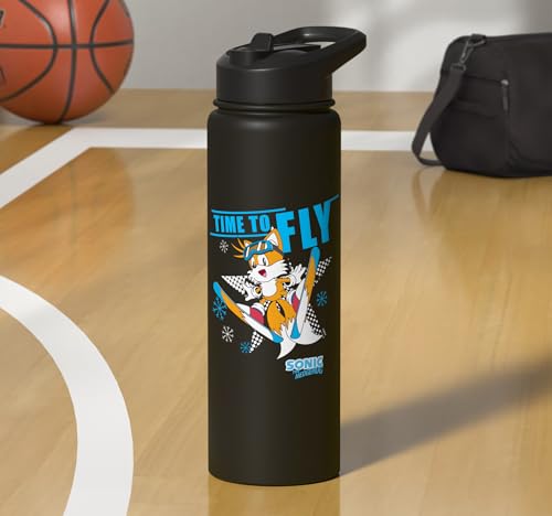 Sonic the Hedgehog - Ski Flying Tails Stainless Steel Insulated Water Bottle - color: Black