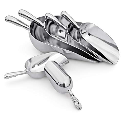 New Star Foodservice 34509 One-Piece Cast Aluminum Round Bottom Bar Ice Flour Utility Scoop, 5-Ounce, Silver (Hand Wash Only) - size: 5-Ounce