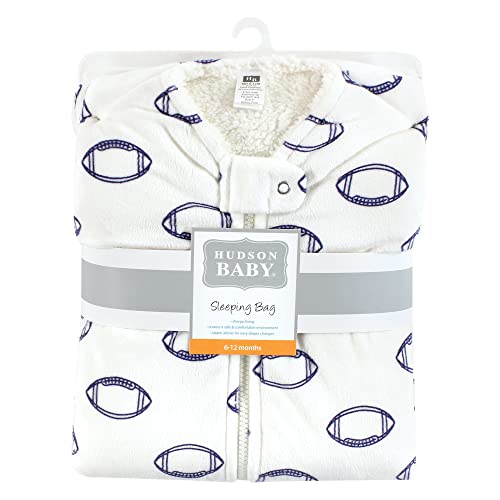 Hudson Baby Unisex Baby Mink with Sherpa Inner Sleeping Bag, Sack, Blanket, Football, 6-12 Months - color: Football, size: 6-12 Months
