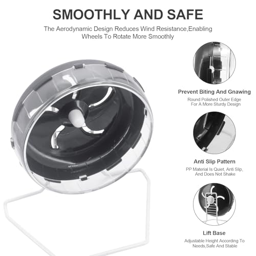 Hamster Wheel Treadmill Wheel, Silent Hamster Exercise Wheels, Freely Adjustable in Height Or Assembled in Cage, for Hamsters or Other Small Animals - Black