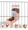41 oz Hanging Gravity Feeder for Small Animals, Rabbits & Guinea Pigs | Adjustable Cage Height | No-Open-Cage Refill | Space-Saving | Clear Reservoir | Versatile Food Compatibility - color: Pink