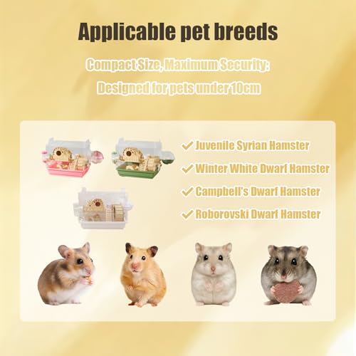 Acrylic Hamster Cage,Small Animal Houses&Habitats with Accessories,Hamster Enclosure with Stairs,Clear Pet Mice House,For Dwarf Gerbil,Dwarf Hamster,Pet Mice(White,13.78"L*10.23"W*10.83"H) - color: White
