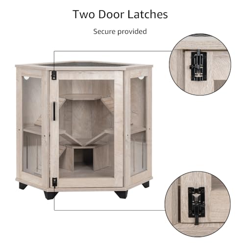 unipaws Chinchillas Hedgehog Cage with Ramp and House | Corner Small Animal Cage, Clear Acrylic Door, Water Bottle Slot, Top Ventilation - color: Cage, size: 33.4"L x 21.6"W x 29.9"H
