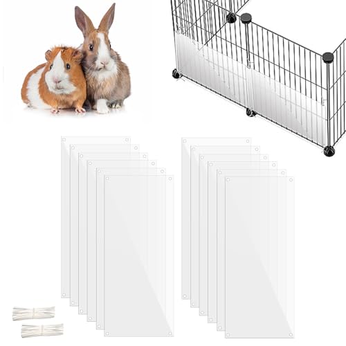 Oncpcare 12 Pack Pet Plastic Cage Liner Protection 14'' x 6'' Rabbit Cage Urine Guard Clear Cage Edge Liner Guinea Pig Side Lining Small Animal Cage Accessories - Keep Litter in The Cage