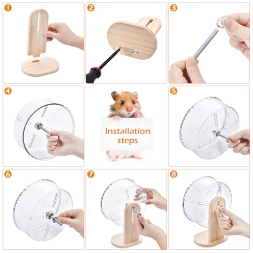 4-piece Hamster Toy Set with Wooden Hamster cage Accessories Platform Table Swing Climbing Ladder Running Wheel Water Bottle Suitable for Small Pets Such as Golden Bear Dwarf Hamster Sand Rat Rat etc