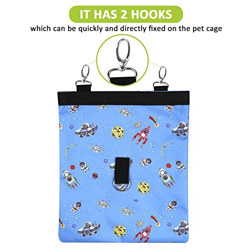 Rabbit Hay Feeder Bag Hanging Hay Rack (Pattern Blue, 2 Windows) | Guinea Pigs Manger Holder Dispenser Small Animal Feeder Storage Pouch for Bunny Chinchilla Hamster - color: Pattern Blue