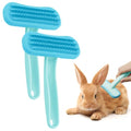 2Pcs Rabbit Bunny Soft Brush, Practical Brush for Rabbits Grooming, Soft Silicone Small Animal Massage Comb, Bunny Grooming Kit Supplies Suitable for Cats Puppies & Other Pets(Blue) - color: 2pc-blue