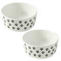 UBEE 6.5 inch Dog Bowls Set of 2, Ceramic Dog Food Water Bowl Dish with Paw Pattern, Pet Food Water Dishes Feeding for Small and Meidum Dogs and Large Cat, White - color: White-paw, size: 6.5 inch x 2