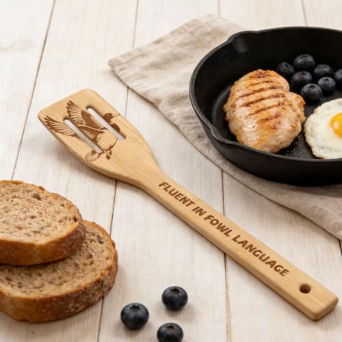 GLOBLELAND 6 Pcs Duck Wooden Spoons Utensil Set Pond Duck Bamboo Carving Kitchen Cooking Utensils Wooden Engraved Cooking Spatula Sets for Kitchen Fun House Warming Gift - color: Duck