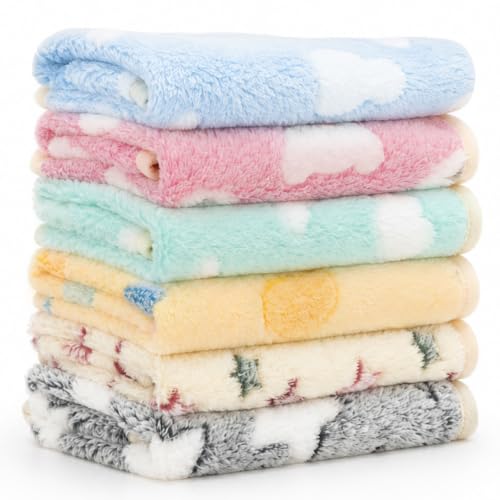 Guinea Pig Blankets 6 Pack, Soft Fleece Small Animal Cage Liners | Washable Pet Bedding Mat & Cozy Cuddle Pads for Rabbit, Hamster, Chinchilla, Hedgehog, Guinea Pig (13.7x13.7in) - color: 6 Pack, size: 13.7"*13.7"