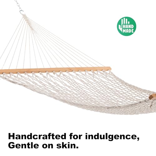 GAFETE Rope Hammock for Outside 2 Person, Handwoven (Natural Beige, Medium) - color: Natural Beige, size: Medium