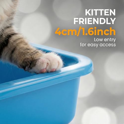5Pcs Kitten Litter Boxes, 1.57 inch Low Entry Litter Box with Scooper, Portable Litter Box Shallow Litter Pan Open Travel Kitten Boxes for Small Cat, Hamster, Rabbit, 5Colors
