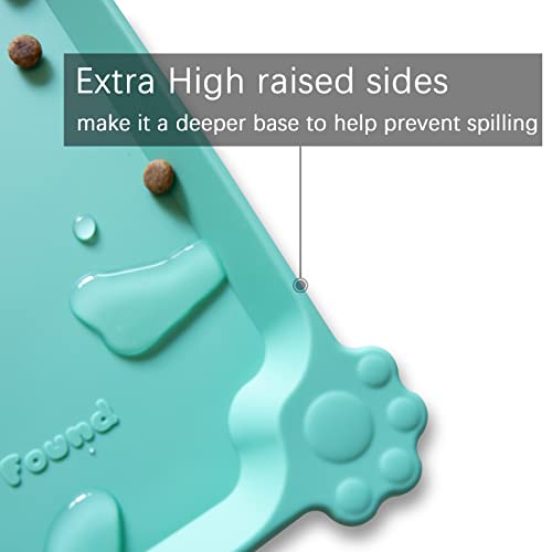 Hoki Found L Silicone Non Slip Pet Food Mats - Cat & Dog Bowl Placemats - Waterproof Feeding Mats for Carpet - Cool Mint - color: CoolMint, size: 22" x 14"