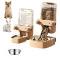 2-Pack Cage-Style Large Capacity Hanging Automatic Pet Feeder & Water Dispenser 50oz/1500ml,for Cages 0.98" Max Inner,1.77"-2.56" Outer,for Small/Medium Dogs, Cats, Rabbits & Guinea Pigs - color: Brown