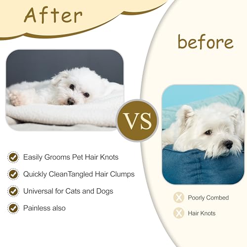 Double Sided Dematting Comb for Dogs & Cats - 2-in-1 Undercoat Rake & Double Coat Dog Brush, Pet Grooming Tool for Removing Mats & Deshedding (Blue) - size: Pet Grooming Comb