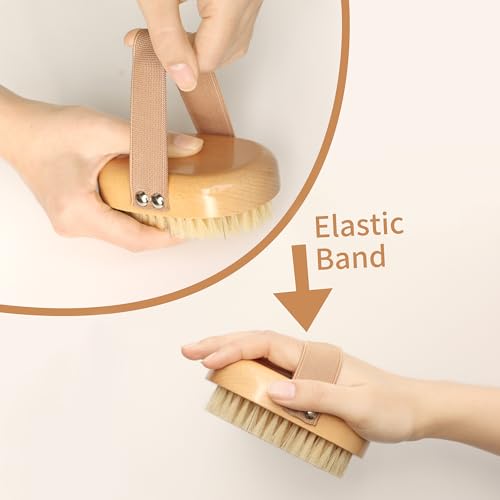 Soft Bristle Pet Brush - Natural Bristle Palm Brush for Short Haired Cats and Dogs with Elastic Band | Natural Bristle Dog Brush with Elastic Band, Soft Brush for Dogs Cats Hair Bristle Brush