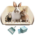 Kiwi & Mora Rabbit Litter Box - Extra Large Bunny Litter Box with Grate | 17.1"x12.8", Pee Pads & Cleaning Set – Potty Training Litter Pan for Large Breed Rabbits, Guinea Pig, Ferret, Chinchilla