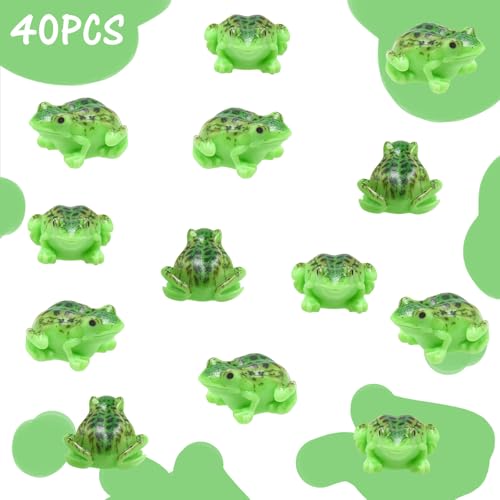 HOMICO 40 Pieces Mini Frogs Resin Tiny Animals for Crafts Dollhouse Fairy Garden Micro Moss Landscape Aquarium Potted Plant Decor - style: Frogs