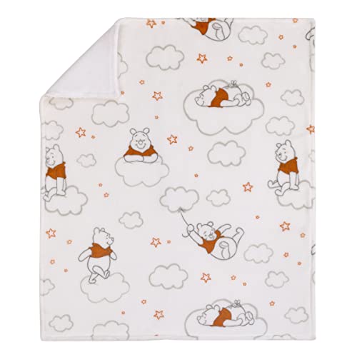 NoJo Disney Winnie The Pooh Red and White Clouds Super Soft Sherpa Baby Blanket - color: Winnie the Pooh Red and White Clouds