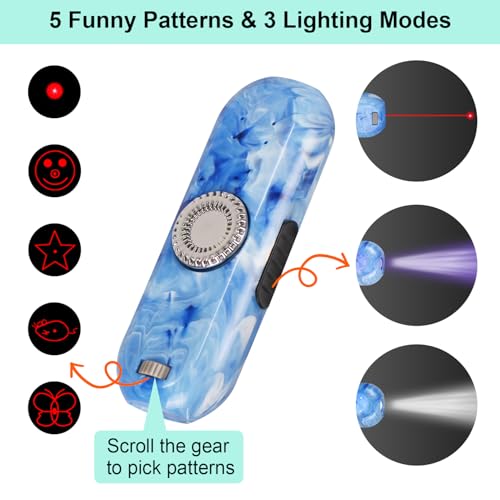 TBTeek Cat Toy, Finger Rotatable, 3 Modes, 5 Fun Patterns | Rechargeable, Portable Dog Cat Toy for Indoor Cats Chasing Exercise - size: 1pc finger rotatable
