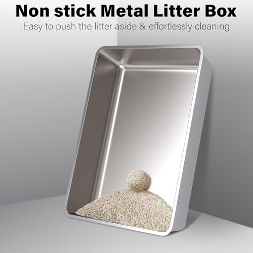 Stainless Steel Litter Box, Metal Cat Litter Box XXXL | 28" X 20" X 6", Extra Large Steel Litterbox for Big Cat, Multiple Cats, No Smell, Non Stick, Easy Cleaning - size: 1 Pack-3X-Large (27.6"×19.7"×6")