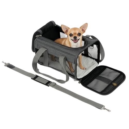 Sherpa Original Deluxe Travel Pet Carrier, Airline Approved & Guaranteed On Board - Charcoal Gray, Small - color: Charcoal Gray, size: 15.0"L x 10.0"W x 8.5"H
