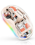 FMOUSE Transparent Wireless Mouse, Tri-Mode Bluetooth & 2.4GHz, Cream | USB-A & USB-C Receiver | Rechargeable | 3 Devices for MacBook Laptop iPad PC | Silent Clicks | Portable | RGB | 4-Level DPI - color: Cream