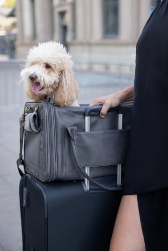 Noah & Paw Cat Carrier Soft Dog Carrier for Small Dogs, TSA Airline Approved 18x11x11in Cat Crate, Pet Travel Crate, Small Pet Kennel, Mattress Included, Charcoal Faux Leather - color: Charcoal (Faux Leather)
